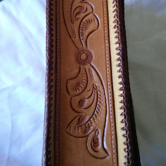 Vintage Handmade Leather Crossbody Bag Print Horse - Picture 4 of 14